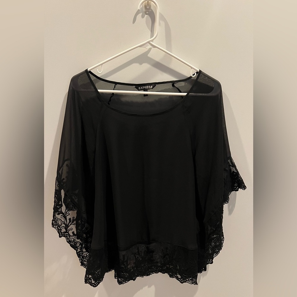 Express Women's Black Sheer Top